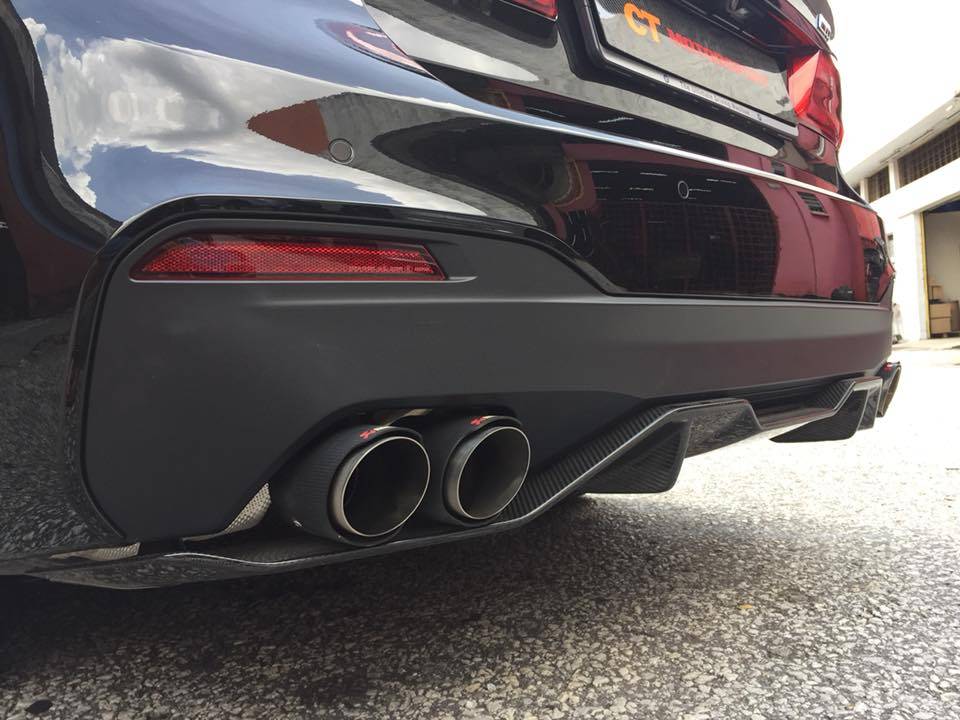 BMW G30 5 Series Installed Akrapovic Twin Exhaust Tips