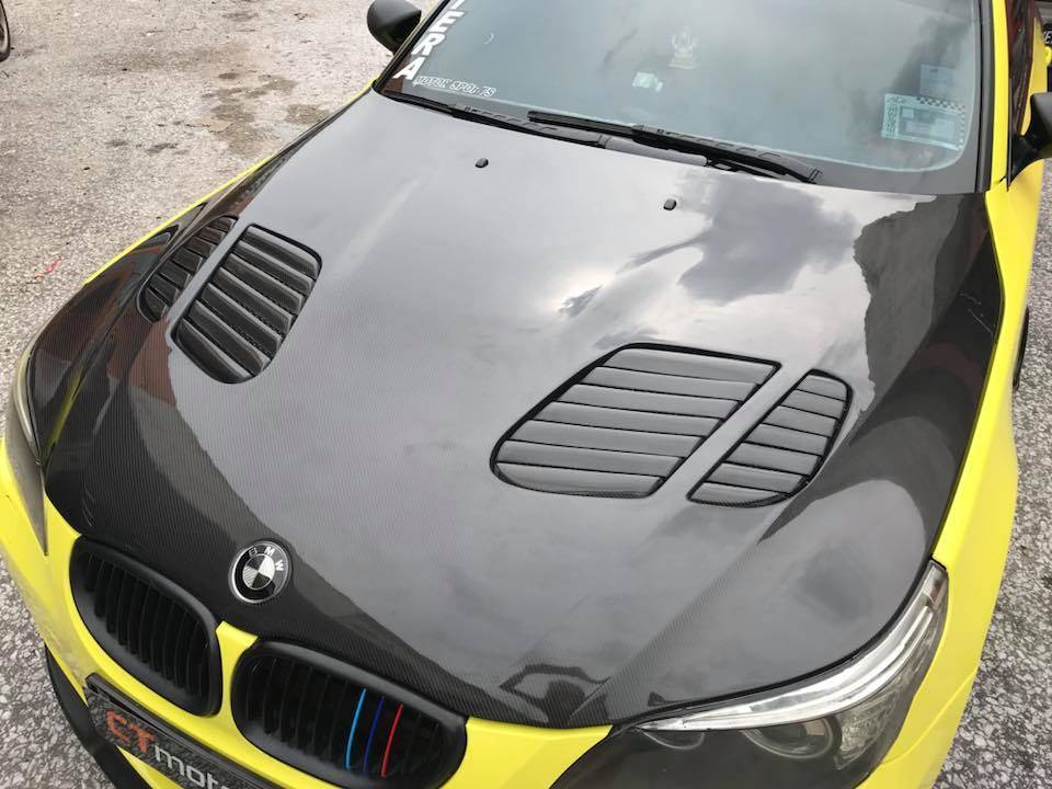 BMW E60 5 Series Installed M5 Style Front Hood Carbon Fiber