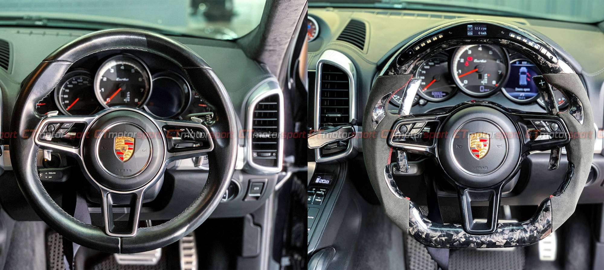 Porsche Cayenne Turbo Installed Carbon Steering With RPM