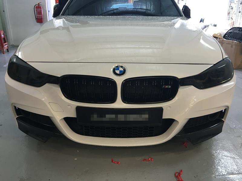 BMW F30 3 Series Installed Carbon Splitter Front Lip Bodykit