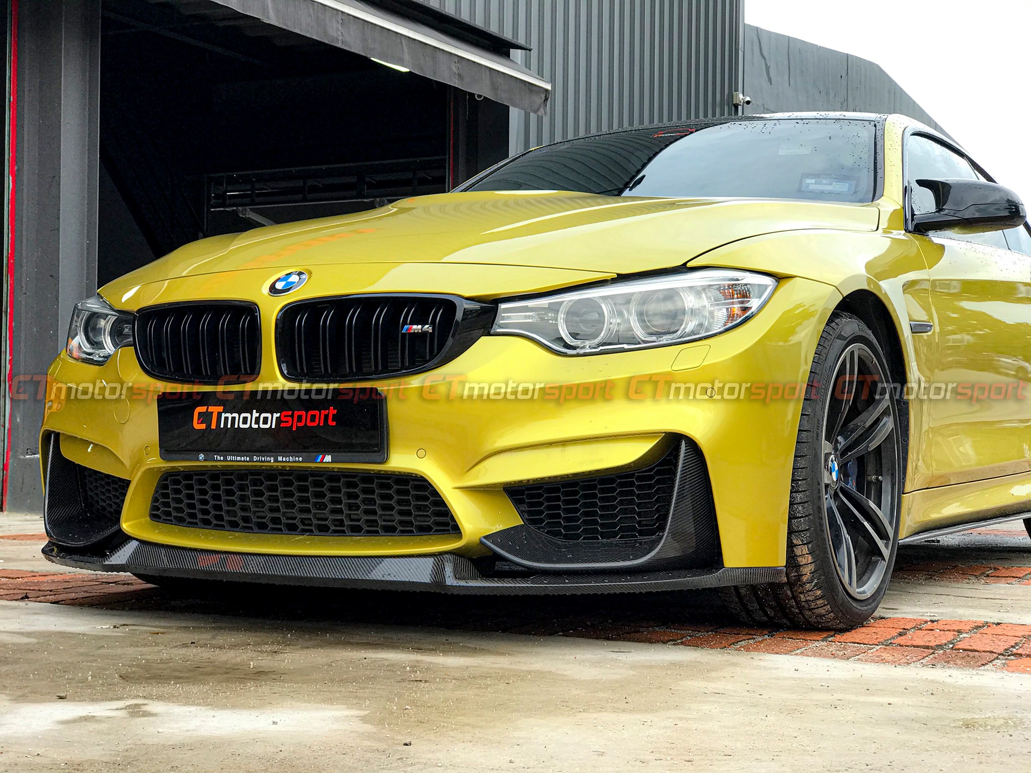 BMW F30 3 Series Installed VARIS Style Carbon Fiber Front Lip Bumper