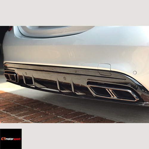 Mercedes Benz W205 Installed GT Grille Full Black and C63 Diffuser with Titanium Tail Pipe