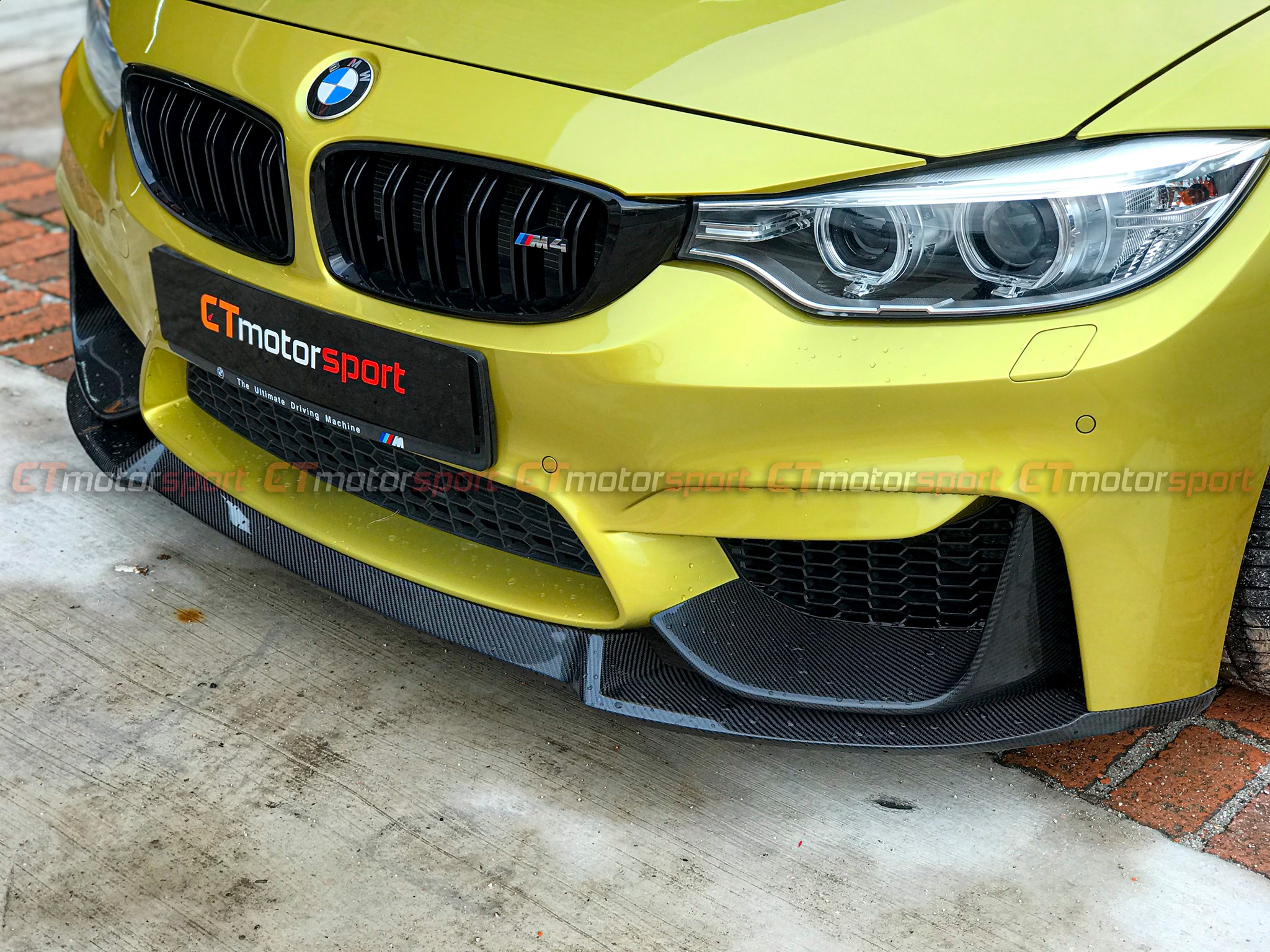 BMW F80 F82 M4 4 Series Installed CS Style Carbon Fibre Front Lip