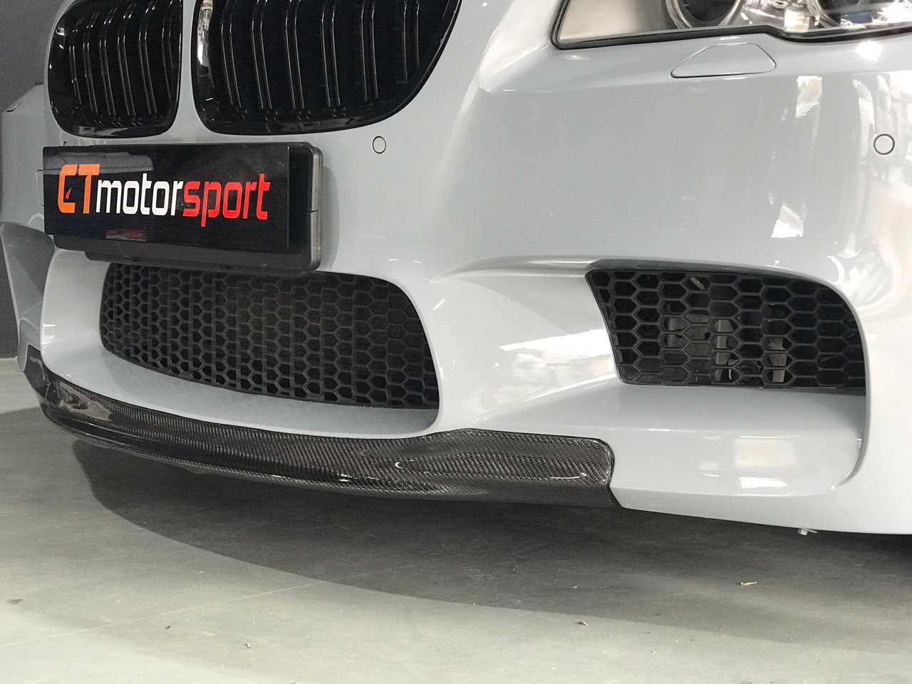 BMW F10 5 Series Installed RKP Carbon Fibre Front Lip M5