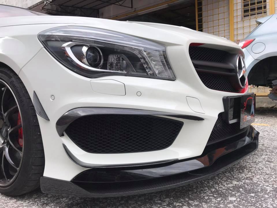 Mercedes Benz W117 CLA CLA45 Installed Revo Carbon Fibre Front Lip