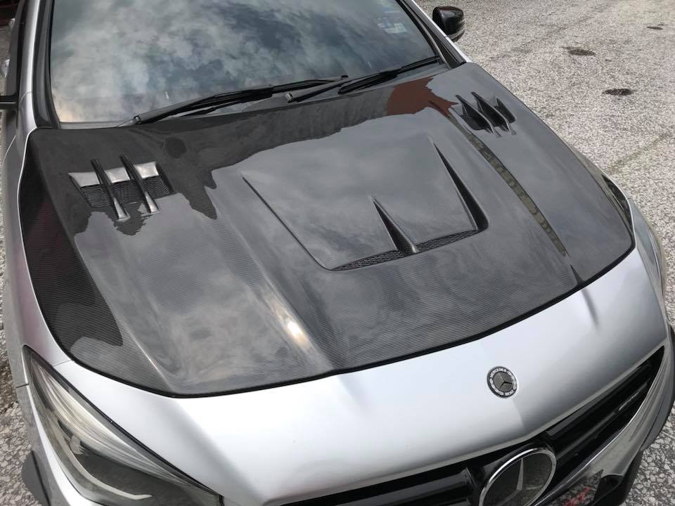 Mercedes Benz W117 CLA CLA45 Installed MC Style Carbon Fibre Front Hood