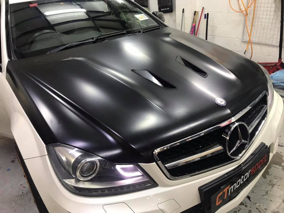 Mercedes-Benz C-Class W204 Installed Black Style Front Hood Bonnet