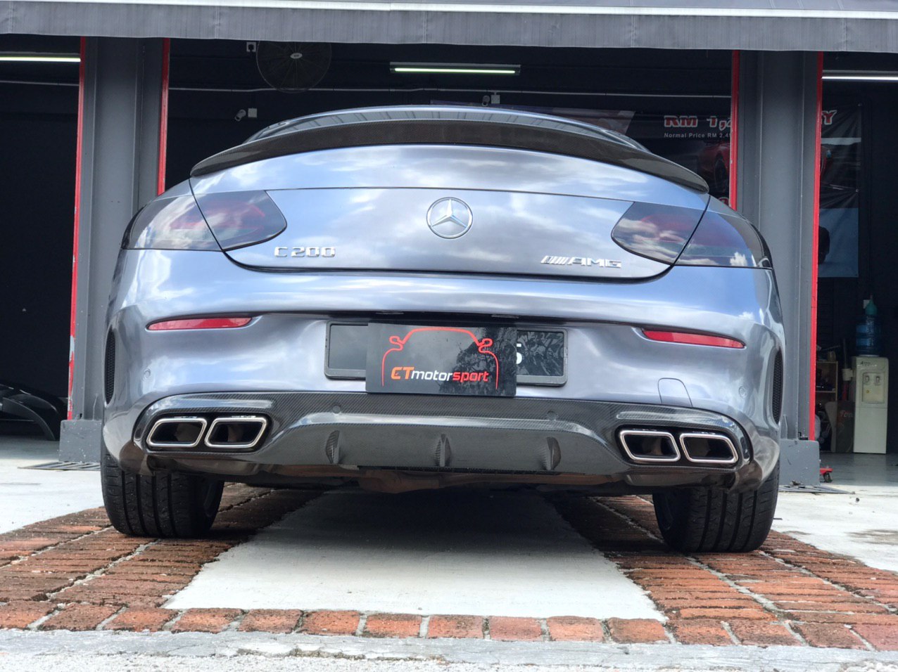 Mercedes Benz C-Class W205 Coupe Installed AMG Carbon Diffuser Rear Diffuser