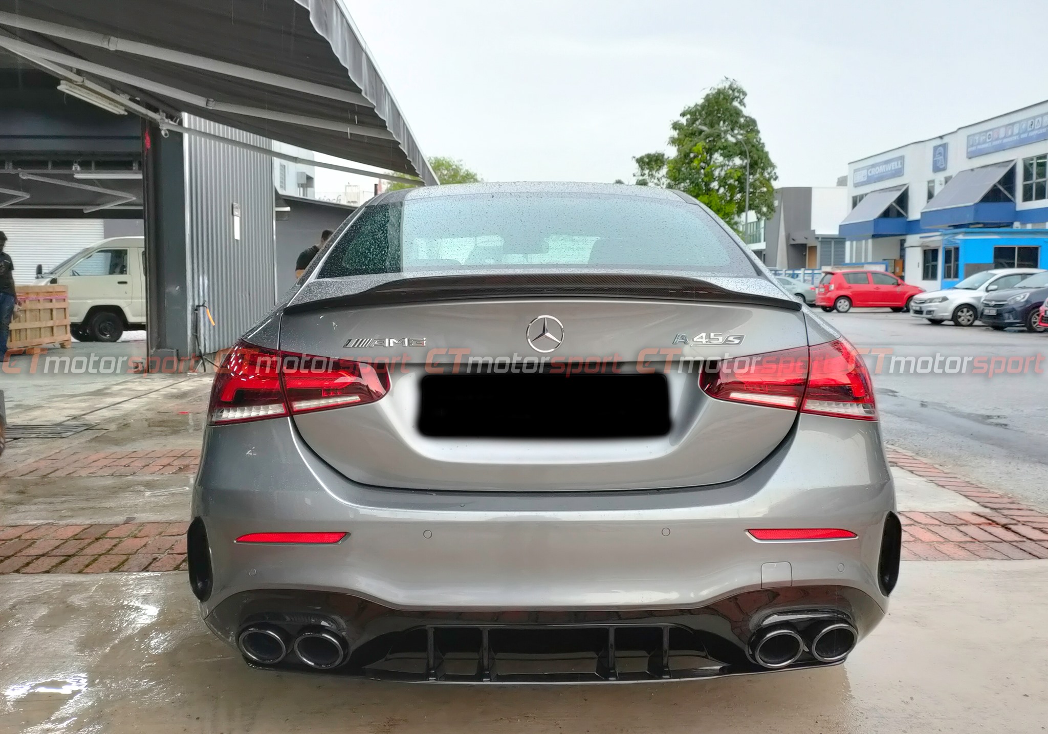 Mercedes-Benz W177 A-Class Sedan Installed A45 Style Rear Diffuser with Tailpipe