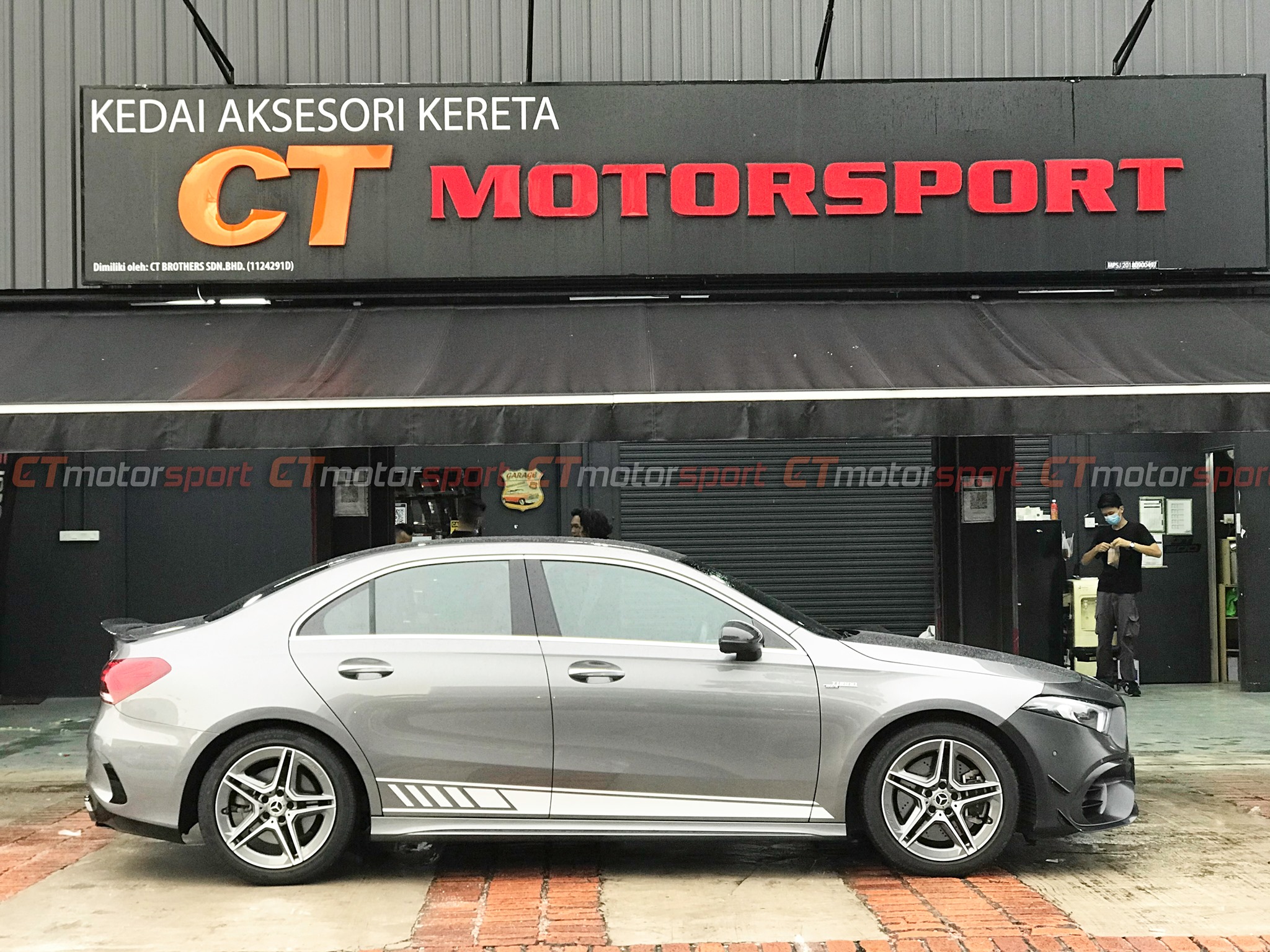 Mercedes-Benz W177 A-Class Sedan Installed A45s Front Bumper Conversion