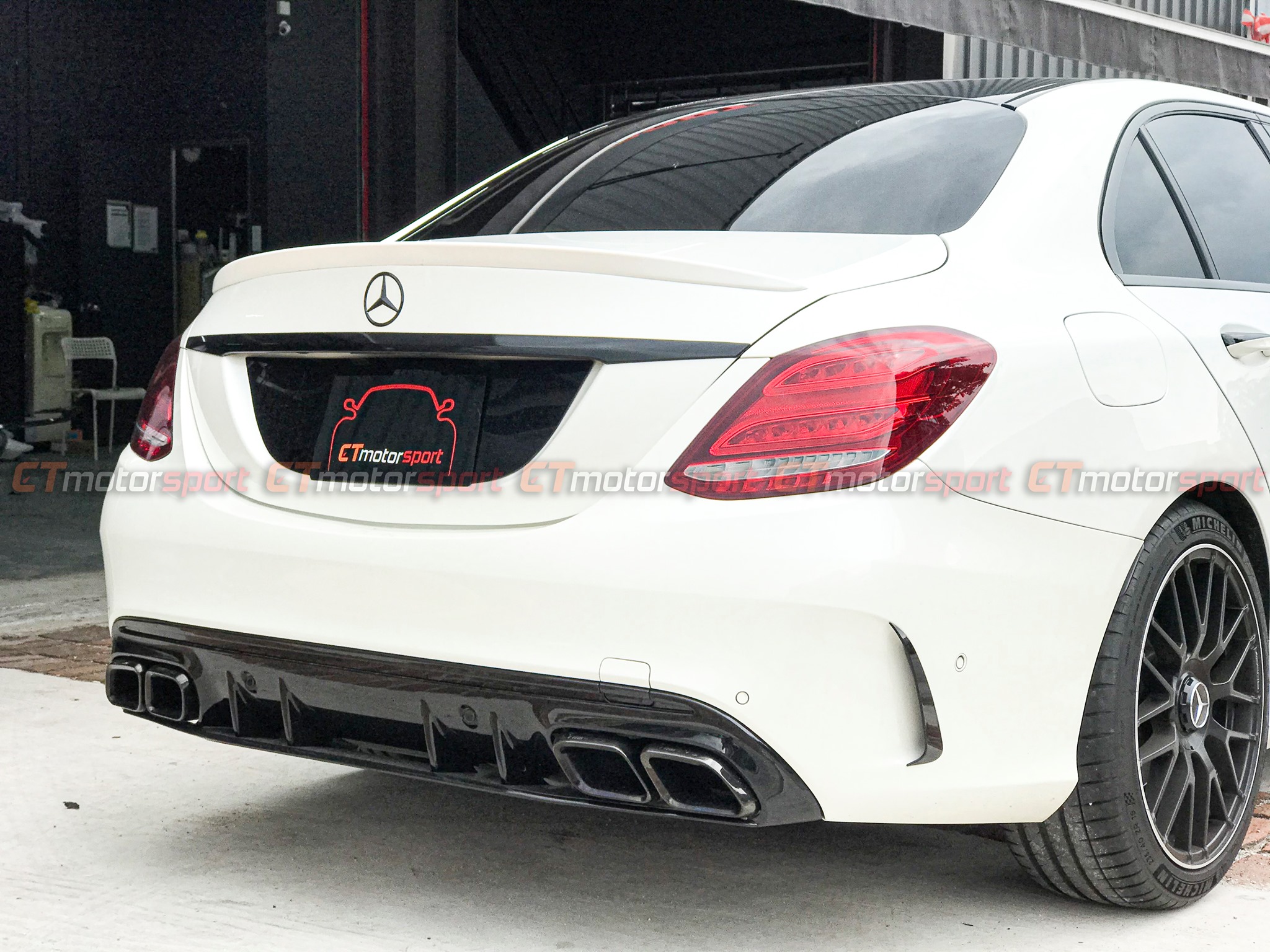 Mercedes Benz C-Class W205 Installed C63 Facelift Rear Diffuser with Titanium Tail Pipe