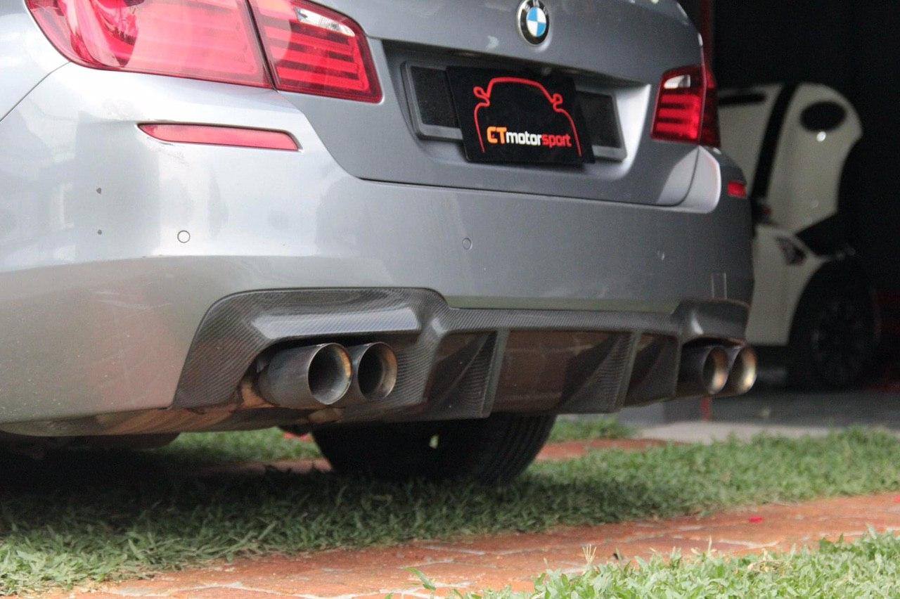 BMW F10 5 Series Installed DTM Carbon Fiber Rear Diffuser  