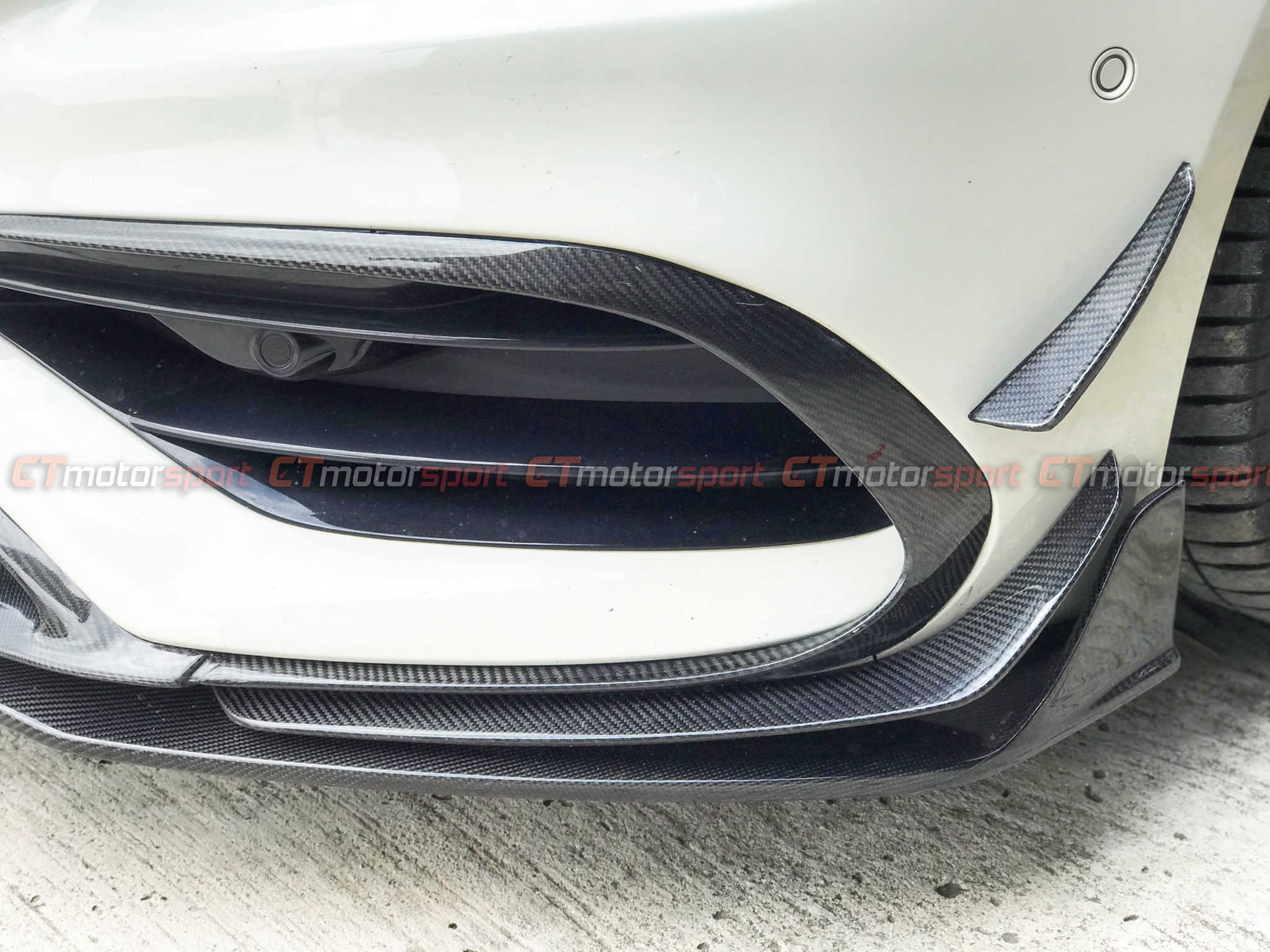 Mercedes Benz CLA CLA45 W117 Installed Front Canard Carbon Fiber Facelift