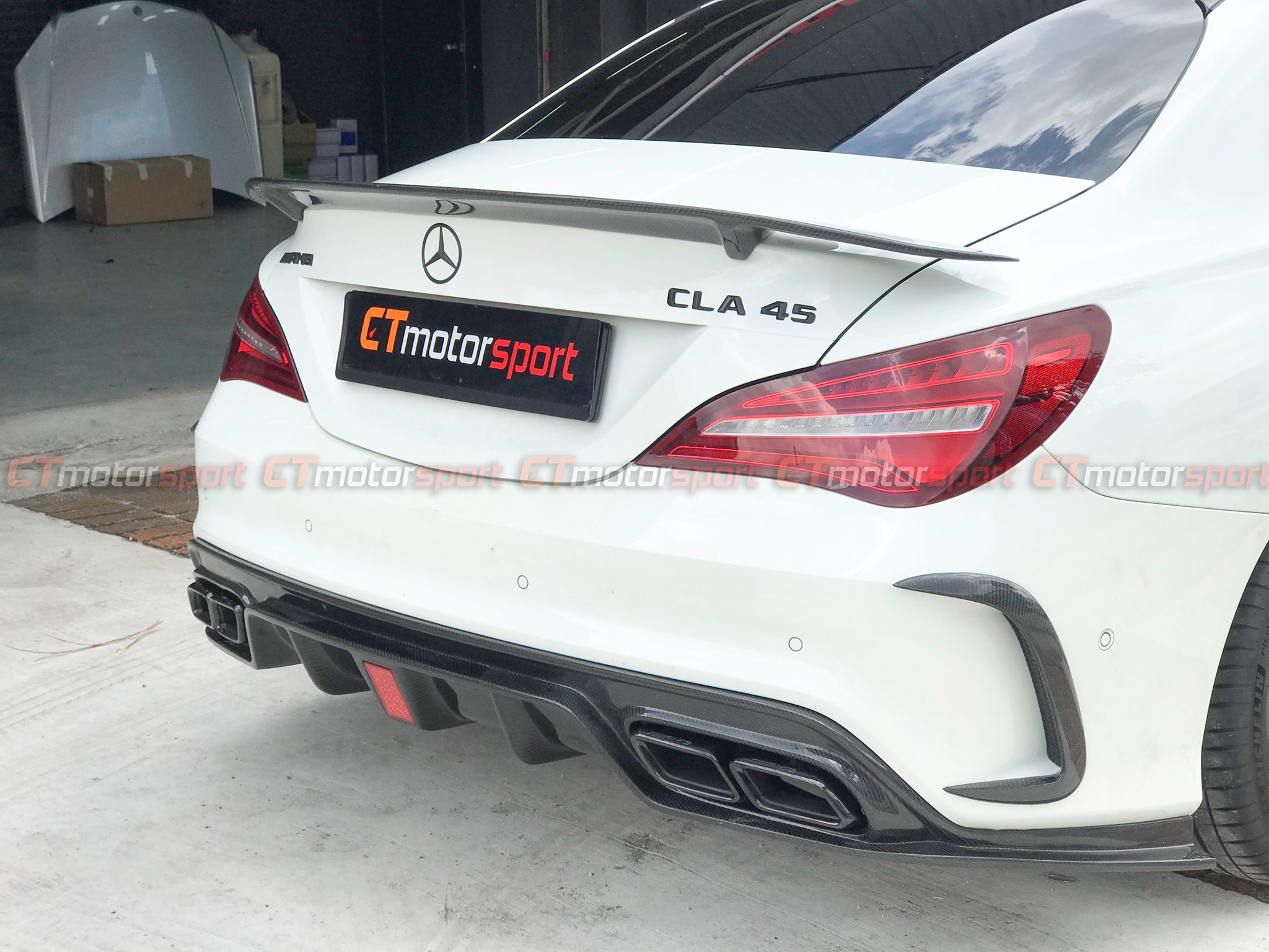 Mercedes Benz CLA CLA45 W117 Installed Rear Canard Carbon Facelift