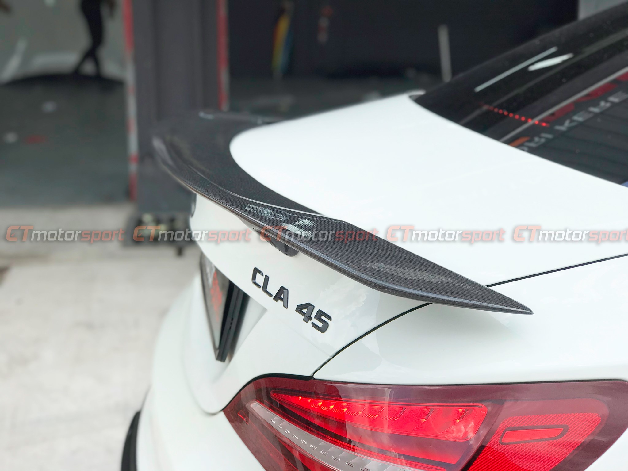 Mercedes Benz CLA CLA45 W117 Installed RT Style Carbon Fiber Spoiler