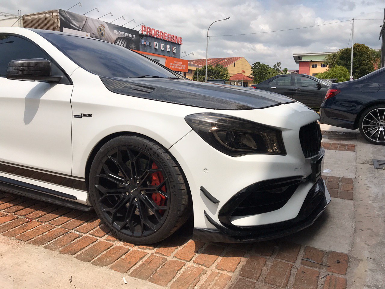 Mercedes Benz CLA CLA45 W117 Installed RKP Front Lip Carbon Fiber