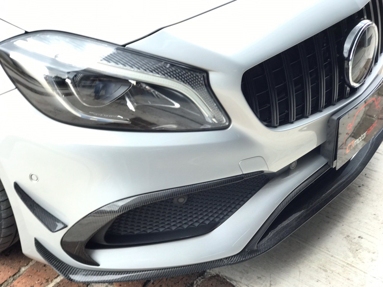 Mercedes Benz A-Class W176 Installed Front Canard Carbon Fiber Kit