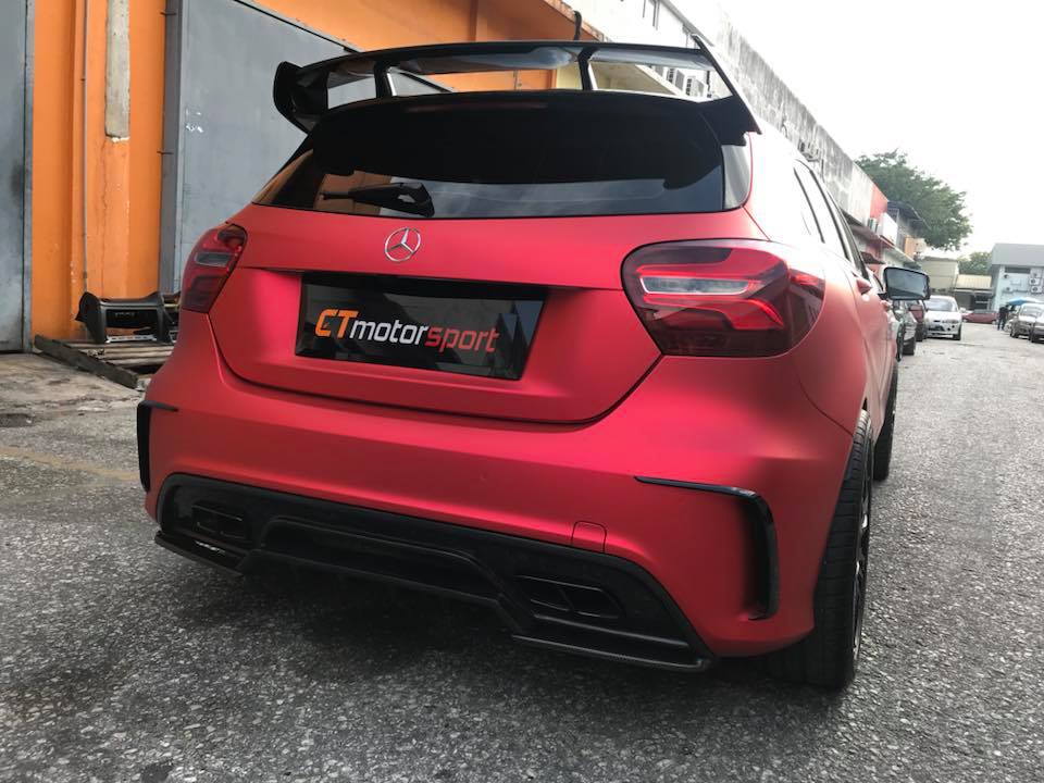 Mercedes Benz A-Class W176 Installed Revozport Rear Diffuser Carbon