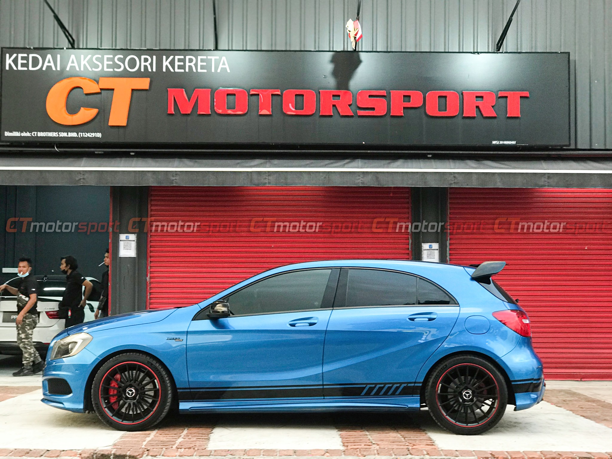 Mercedes Benz A-Class W176 Installed A45 Side Stripes Sticker