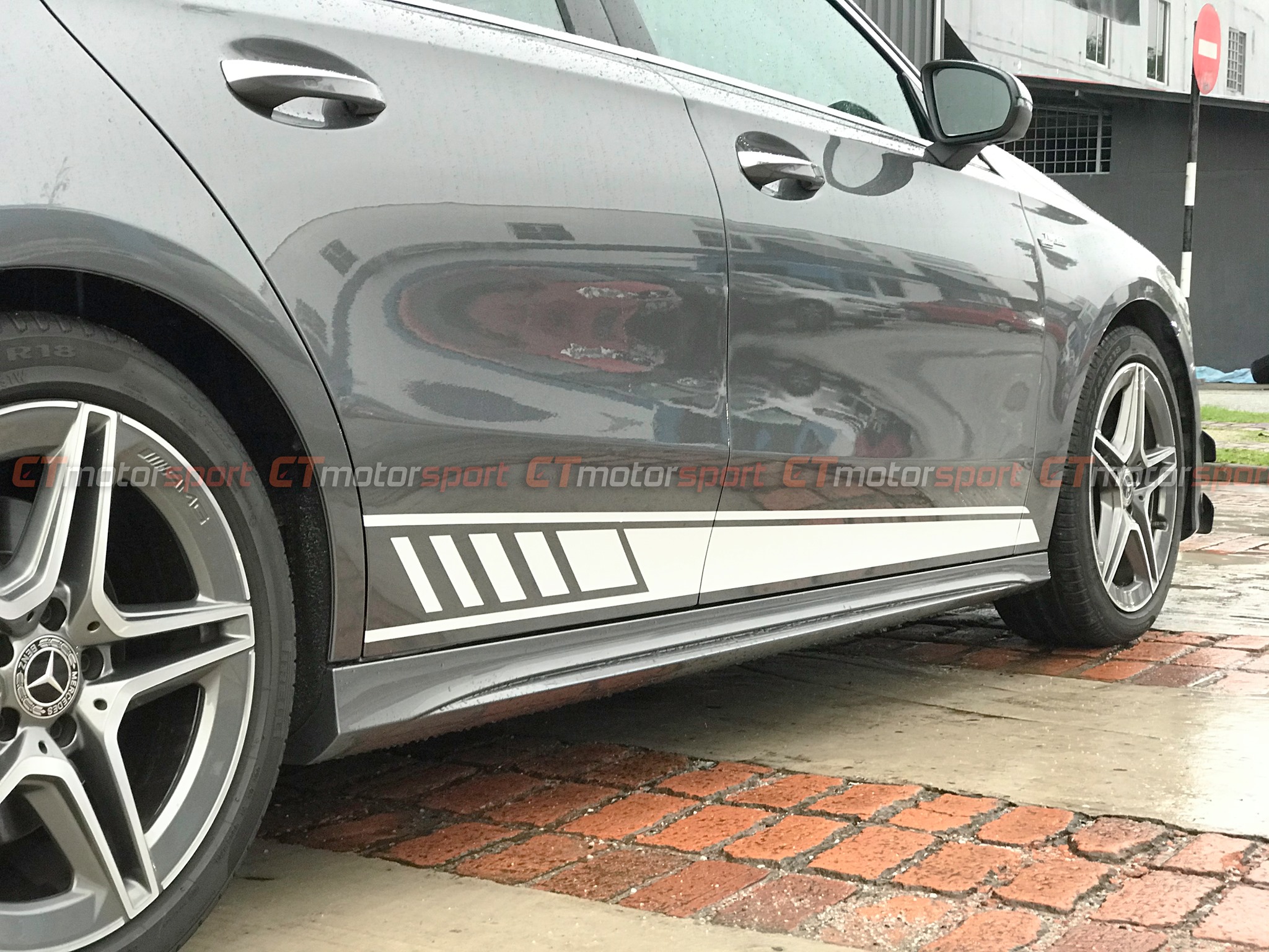Mercedes Benz A-Class W177 Sedan Installed Side Sticker Stripes Oracle