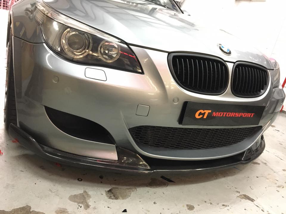 BMW E60 5 Series Installed M-Sport Carbon Fiber Front Lip