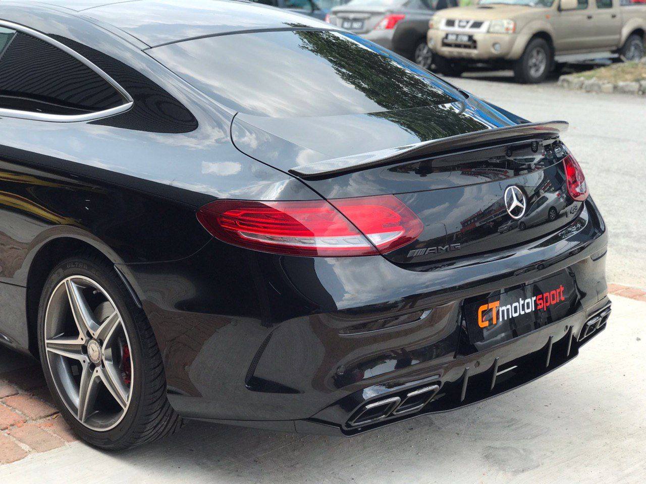 Mercedes Benz C-Class W205 Coupe Installed PSM Carbon Fiber Spoiler