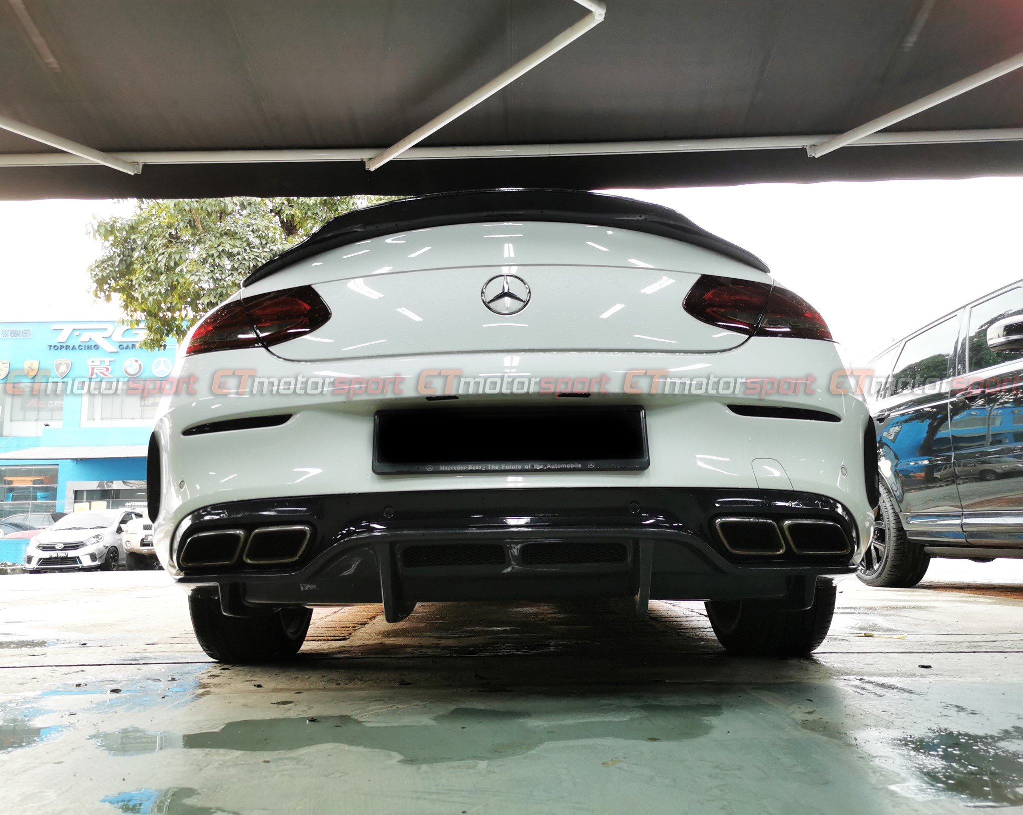 Mercedes Benz C-Class W205 Coupe Installed PSM Carbon Fiber Rear Diffuser