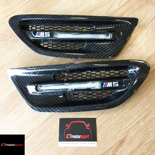 BMW F10 5 Series Installed Carbon Side Fender Vent Grill Replacement 
