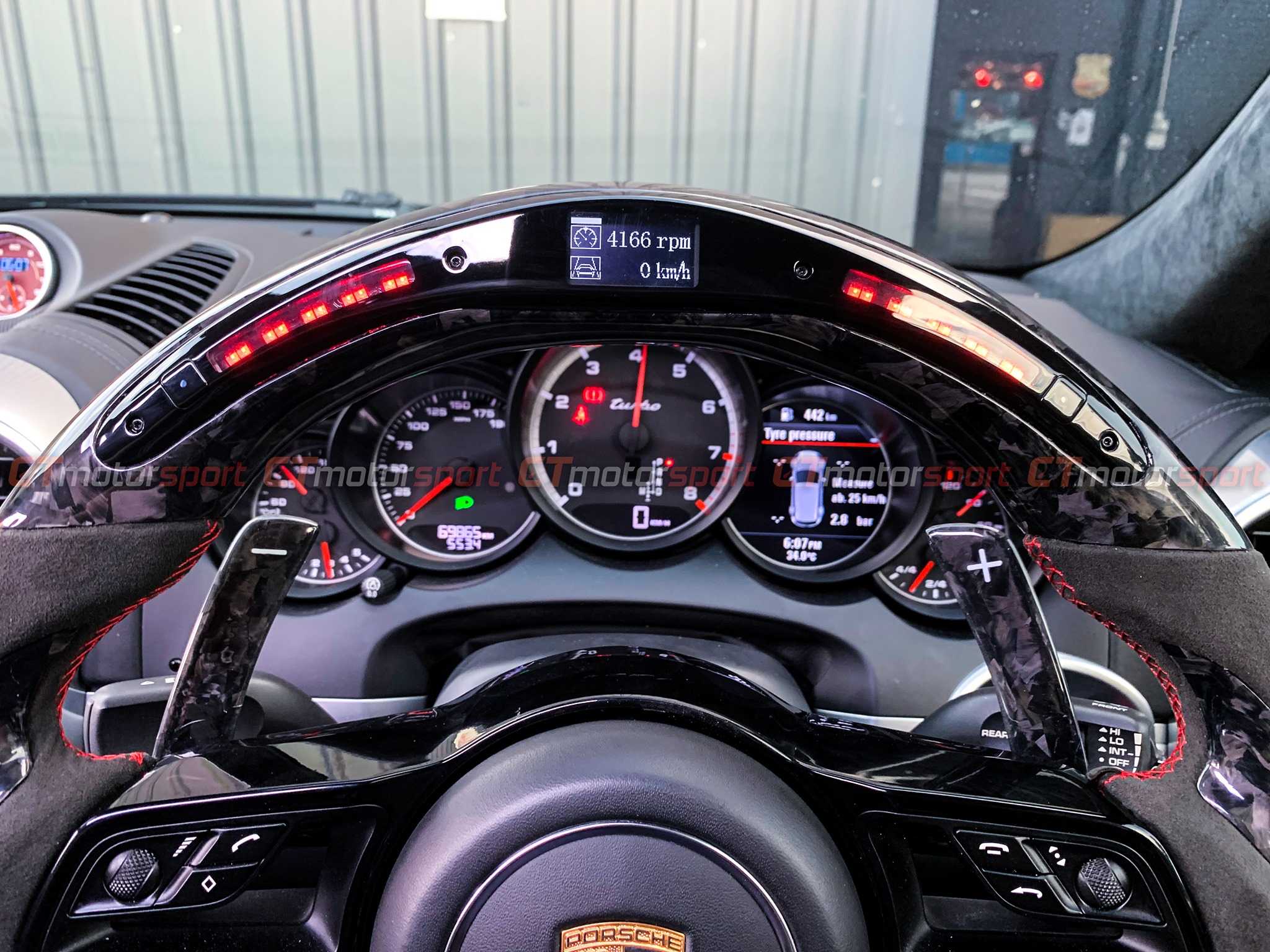 Porsche Cayenne Turbo Installed Forged Carbon Steering with RPM 