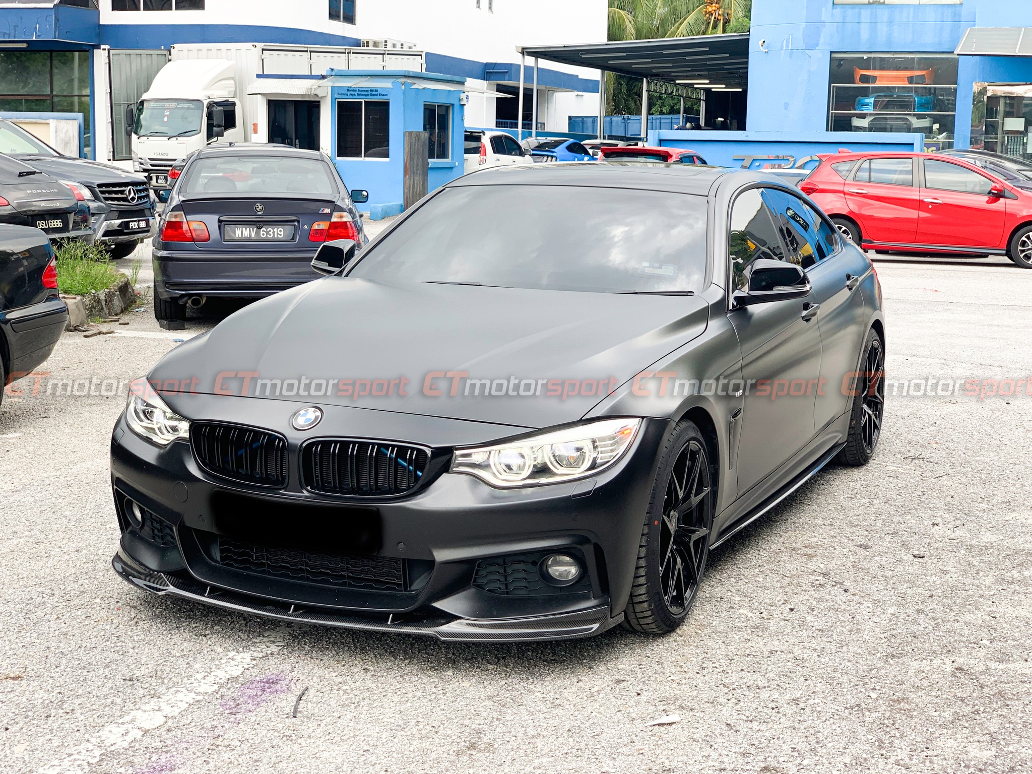 BMW F36 4 Series Installed Vorsteiner Carbon Fiber Front Lip