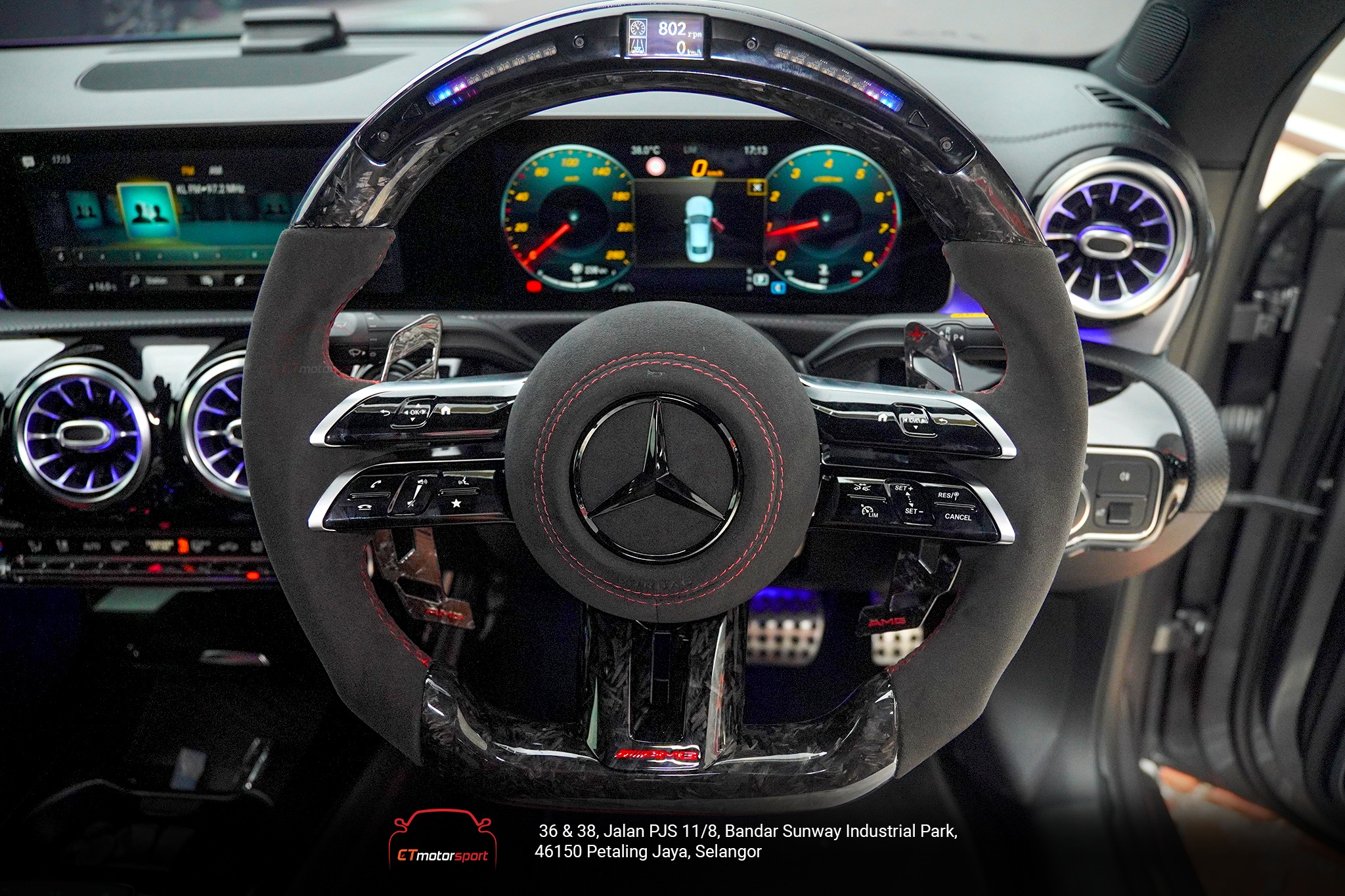 Mercedes Benz Dragon Fly Forge Carbon - Alcantara - Rev Meter - Red Stitching