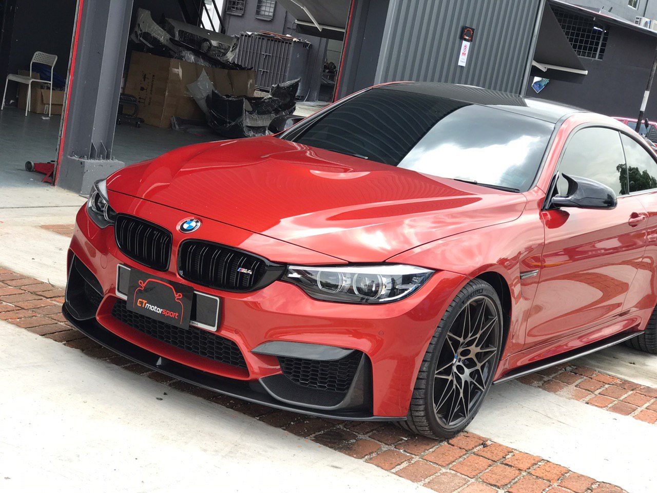 BMW F80 M3 Installed Carbon Fiber Upper Splitter Cover Trim