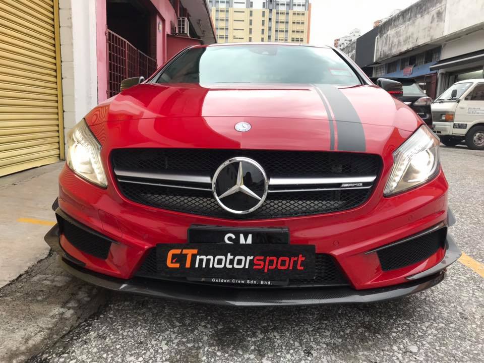 Mercedes Benz A200 A250 A45 W176 Installed AMG Style Carbon Fiber Front Lip