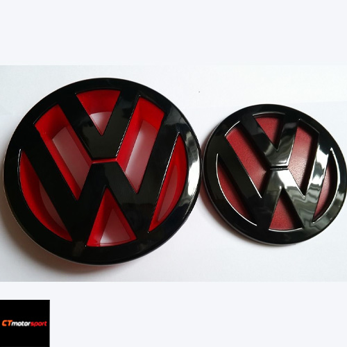 Volkswagen Golf MK6 MK7 Scirocco Installed VW Emblem Gloss Black Red 